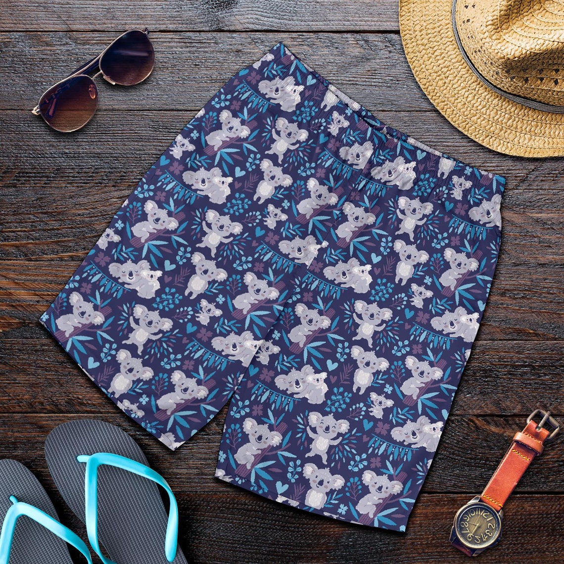 Koala Shorts Koala Pattern Swim Shorts for Women / Men Etsy