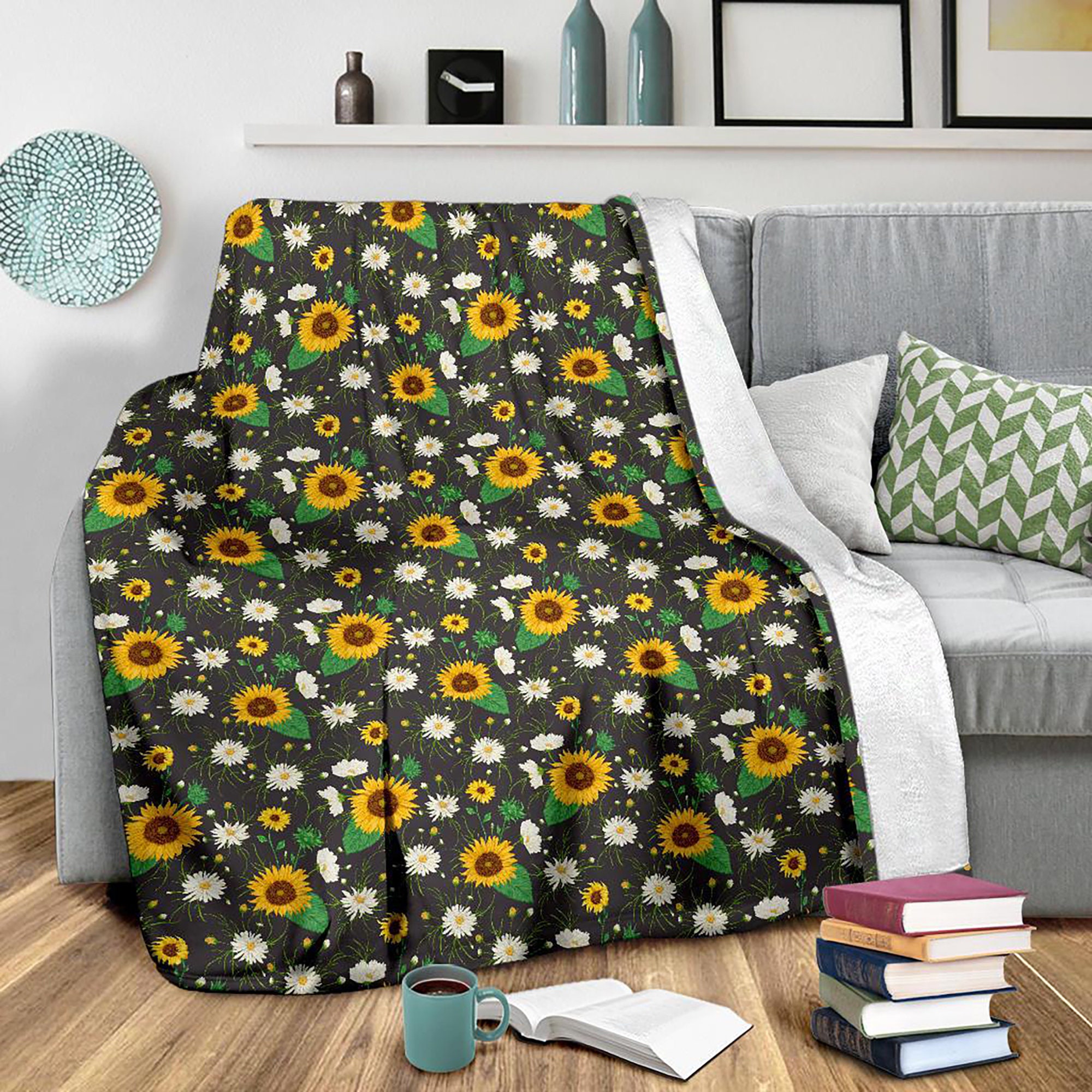 Cute Sunflower Blanket Throw Blanket Sunflower Print Etsy