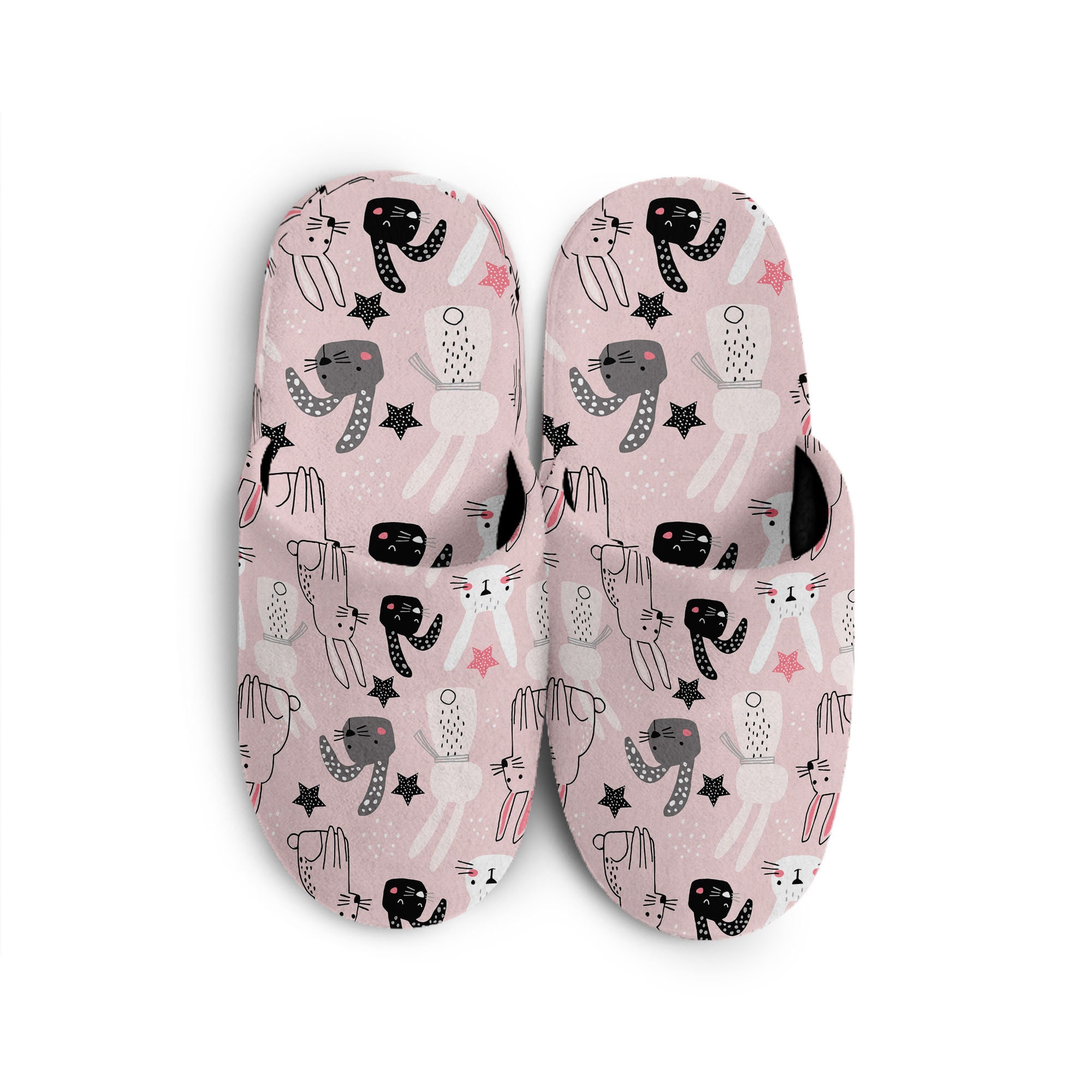 Pink bunny slippers for adults outlet