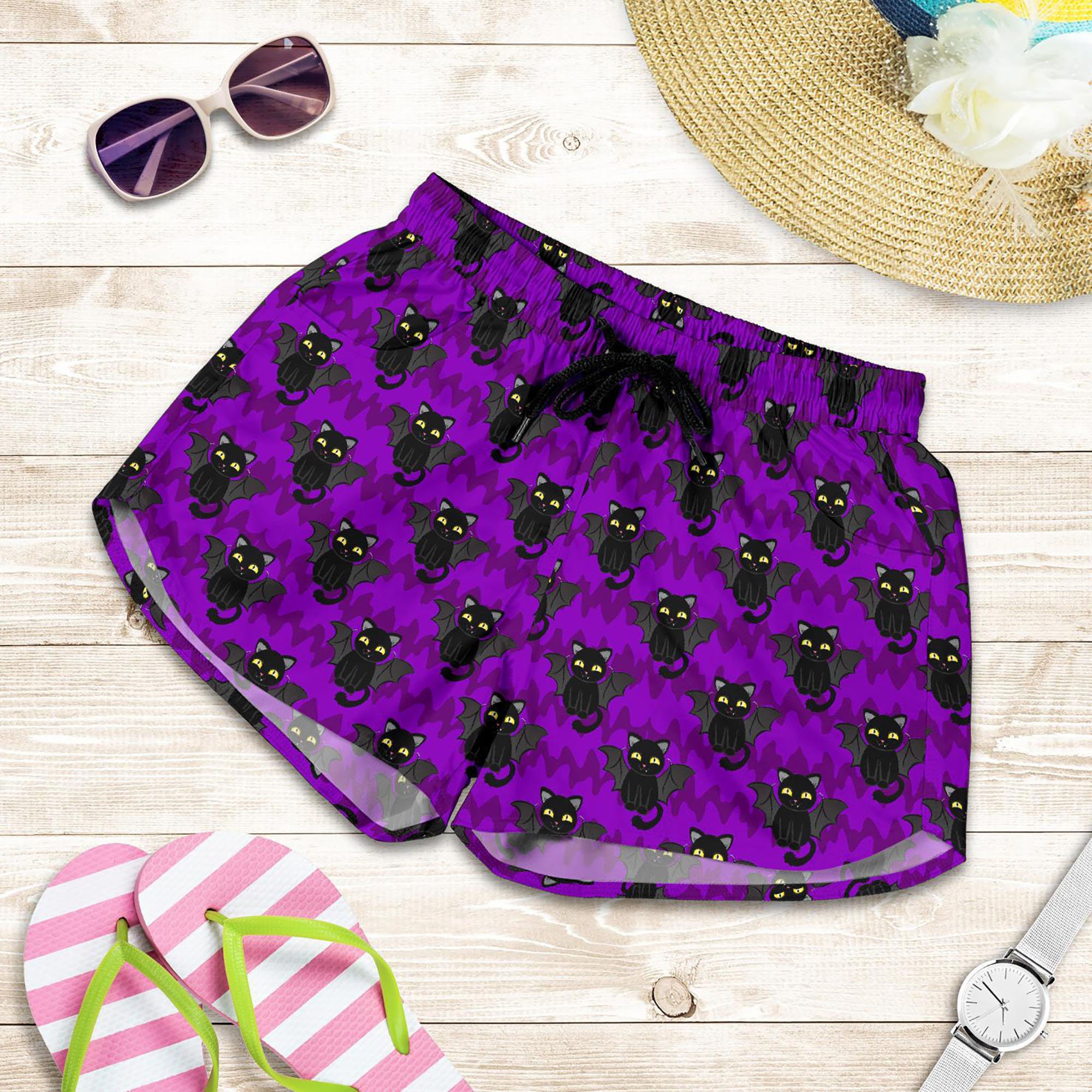 Bat Cat Shorts Cat Pattern Swim Shorts for Women / Men Etsy UK