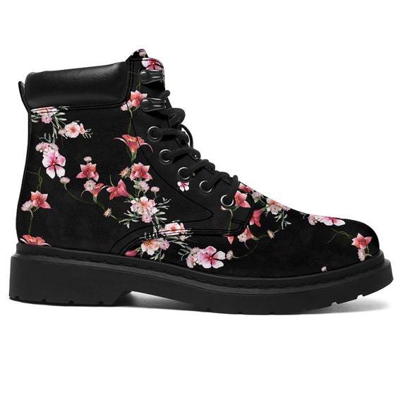 Floral Winter Boots Flower Pattern Rain 