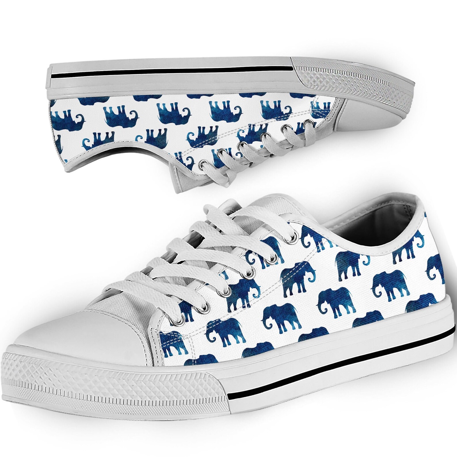 Elephant Pattern Shoes For Women Elephant Sneakers Women Etsy