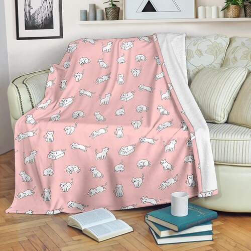 Cute Cat Blanket Cat Throw Blanket Cat Fleece Blanket Etsy