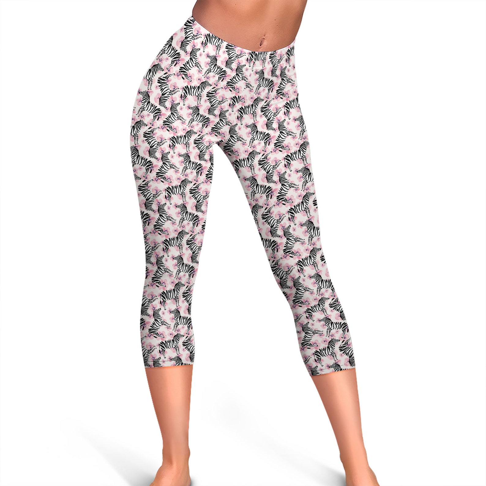 Cute Zebra Leggings Zebra Pattern Capri Leggings Zebra Etsy