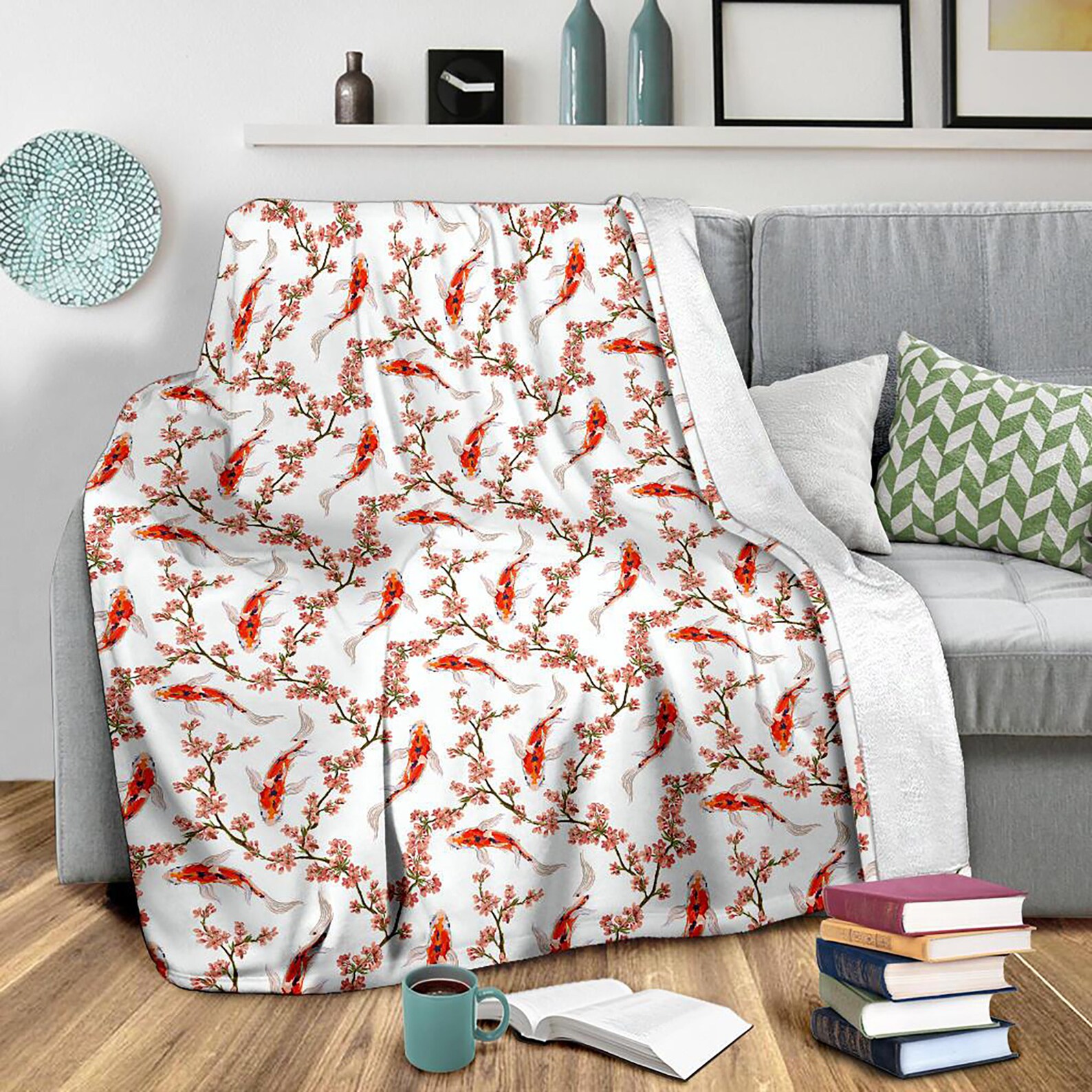 Cute Koi Fish Blanket Fish Pattern Throw Blanket Fish Etsy