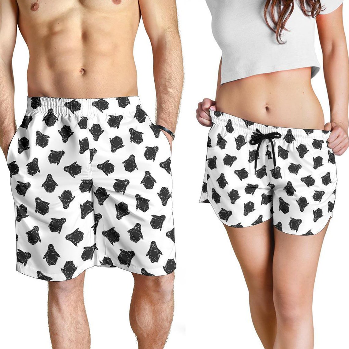 Penguin Shorts Penguin Pattern Swim Shorts For Women / Men | Etsy
