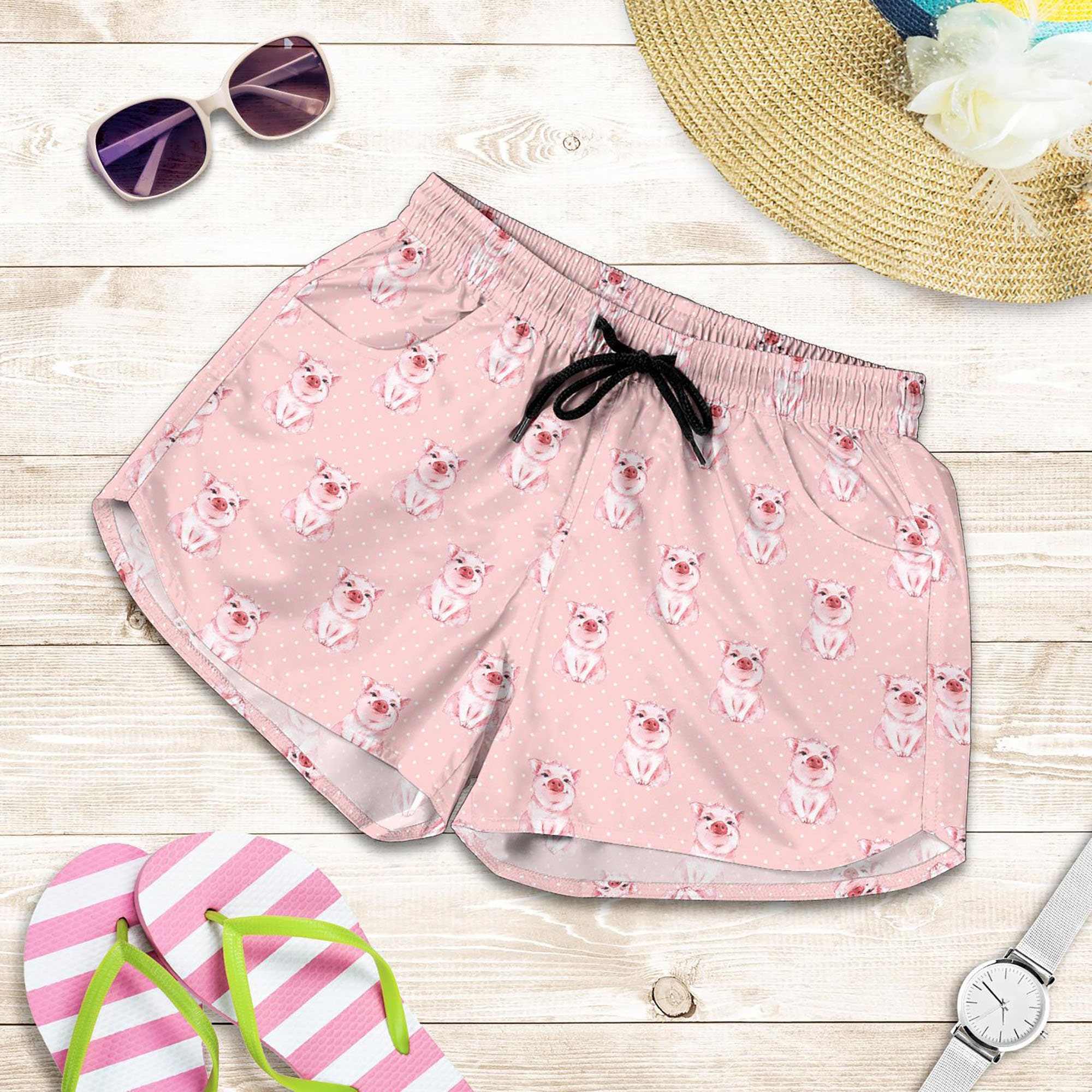 Pig Shorts - Pig Pattern Swim Shorts