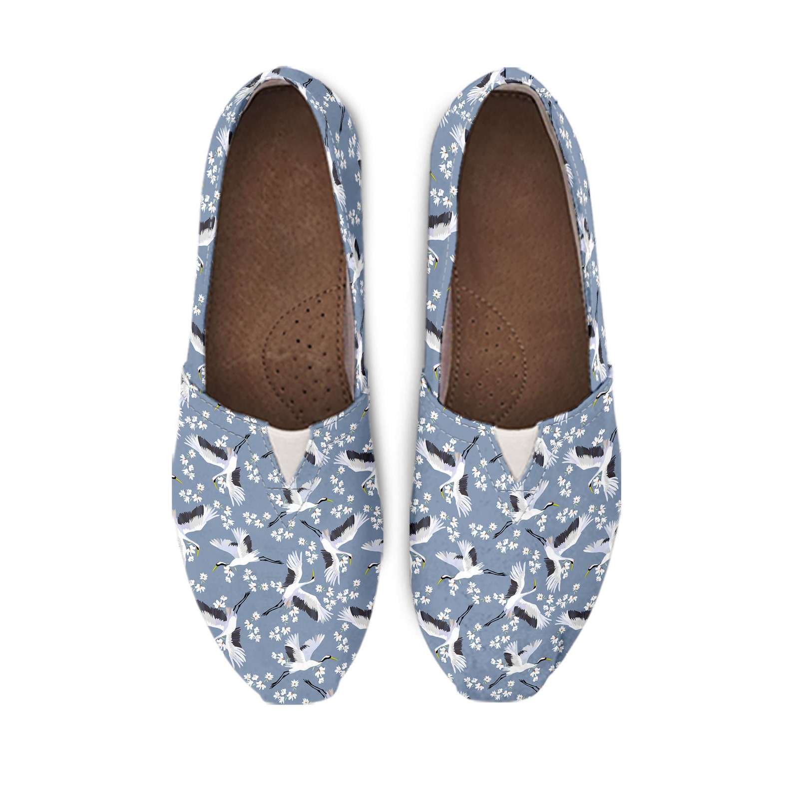 Crane Pattern Slip on Shoes for Women Crane Sneakers Crane Etsy