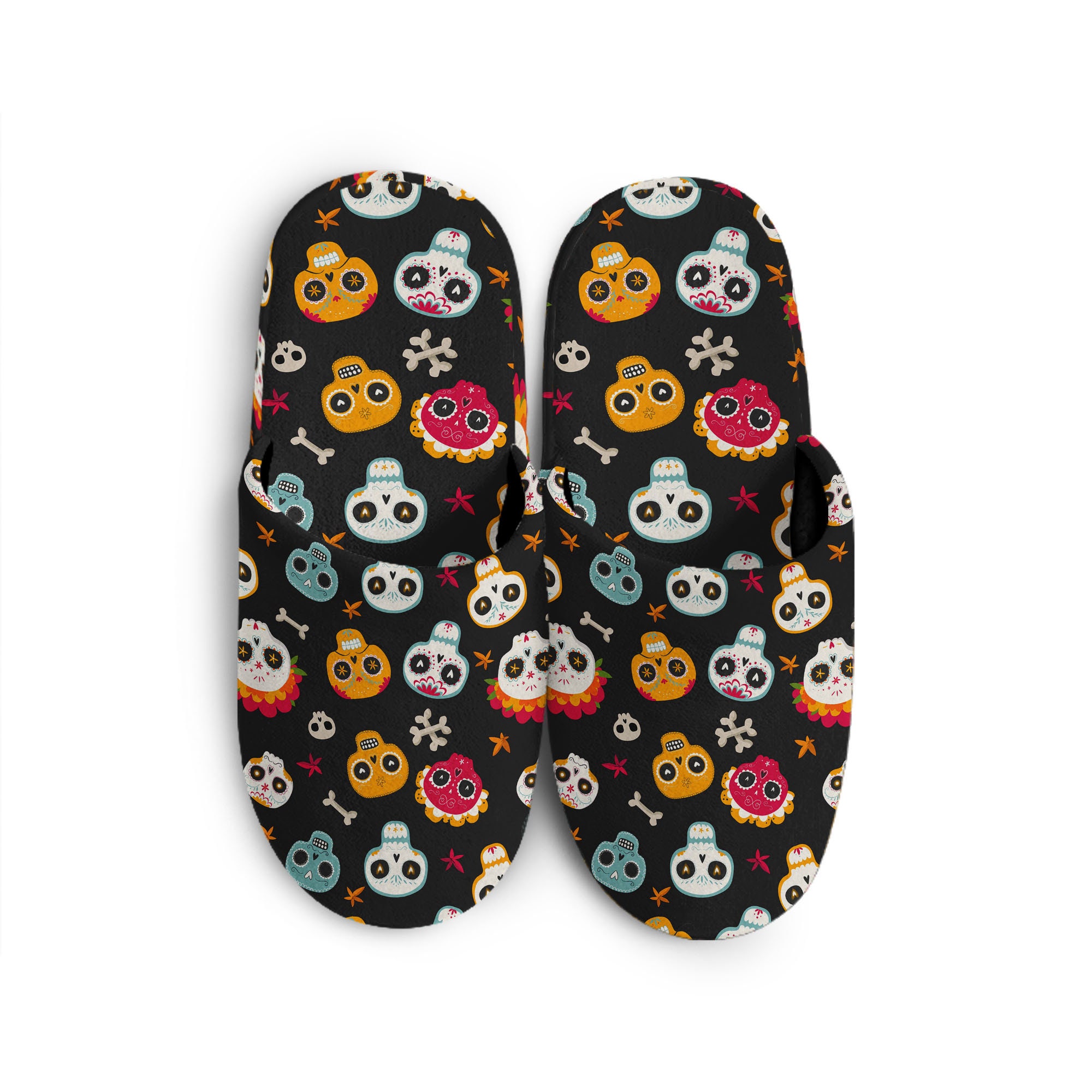 Halloween Skull Slippers Skull Pattern Slippers Cute Etsy