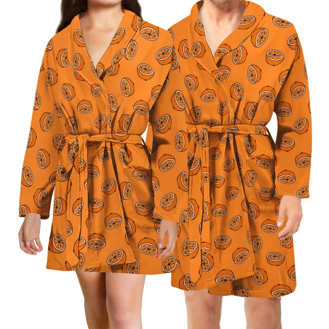Orange Bathrobe Orange Pattern Robe for Women / Men Fruit Etsy