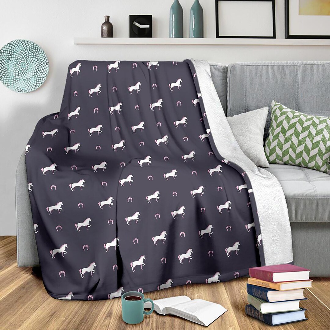 Cute Horse Blanket Horse Pattern Throw Blanket Horse Print Etsy