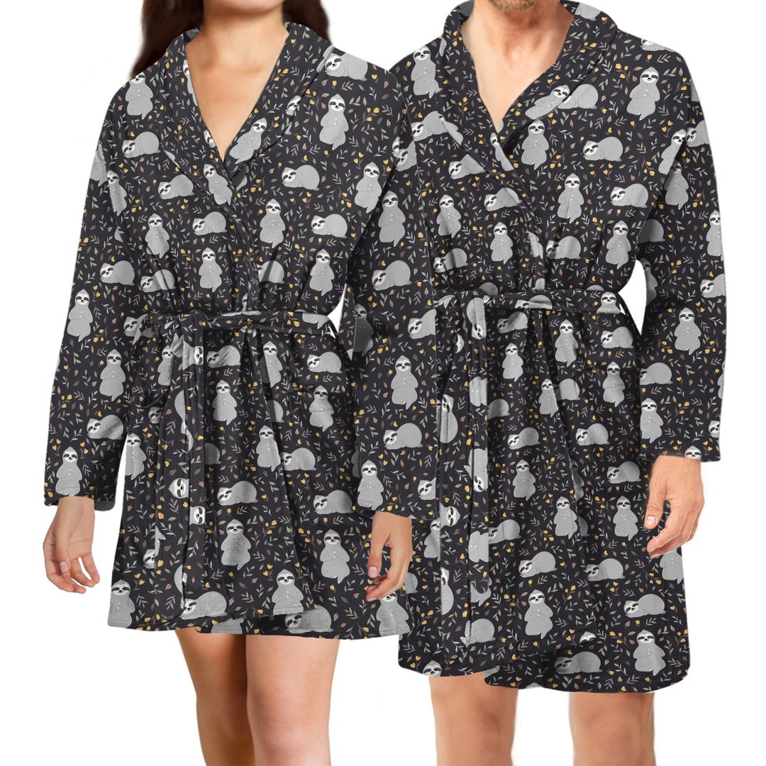 Sloth Bathrobe Sloth Pattern Bath Robe for Women / Men Sloth Print Robe