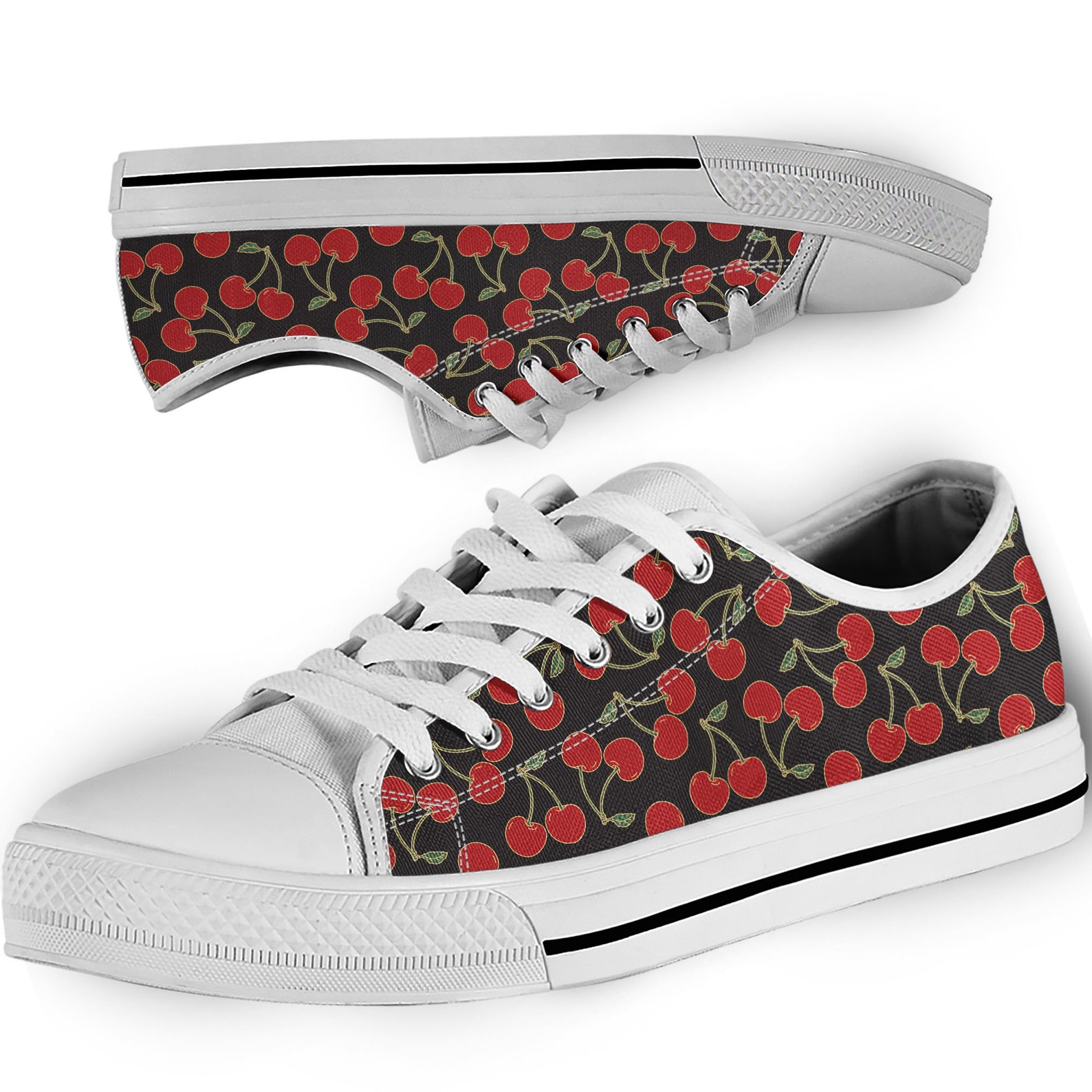 Cherry Shoes Cherry Pattern Sneakers Cute Cherry Trainers Etsy