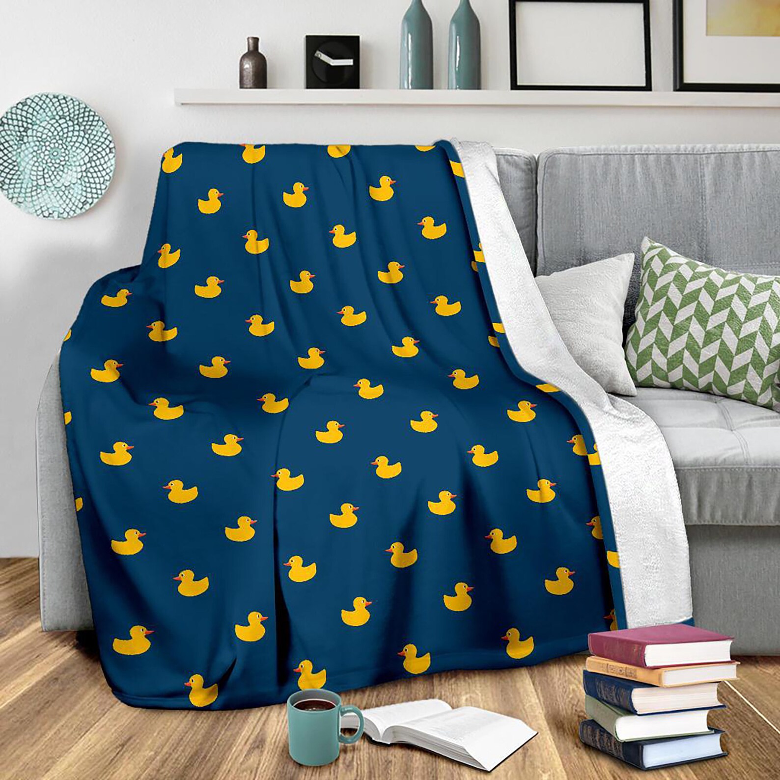 Cute Duck Blanket Duck Pattern Throw Blanket Duck Print Etsy