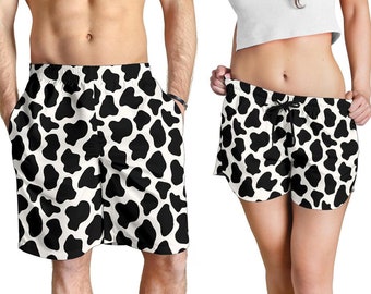 Cow Print Shorts - Cow Pattern Swim Shorts For Women / Men - Cow Print Swimwear - Cute His & Hers Multi-Sport Shorts - Perfect Couple Gift