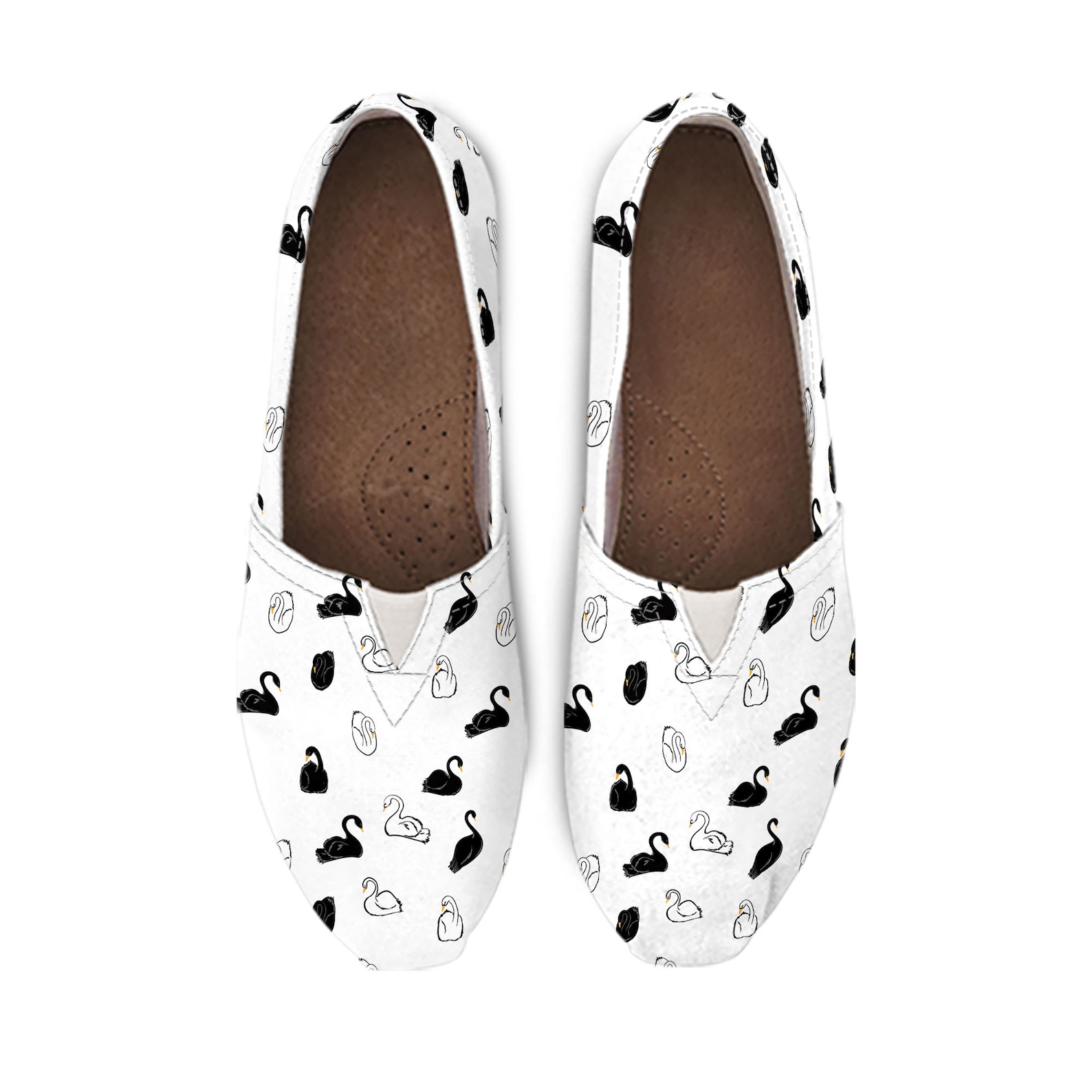 Swan Pattern Slip on Shoes for Women Swan Sneakers Swan | Etsy