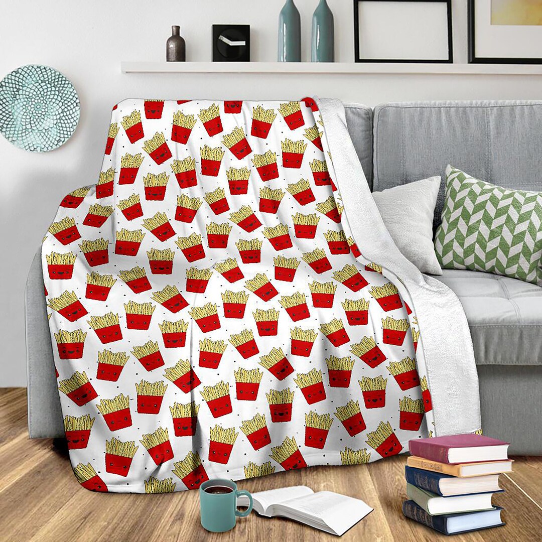 Cute French Fries Blanket Fries Pattern Throw Fries Print Fleece