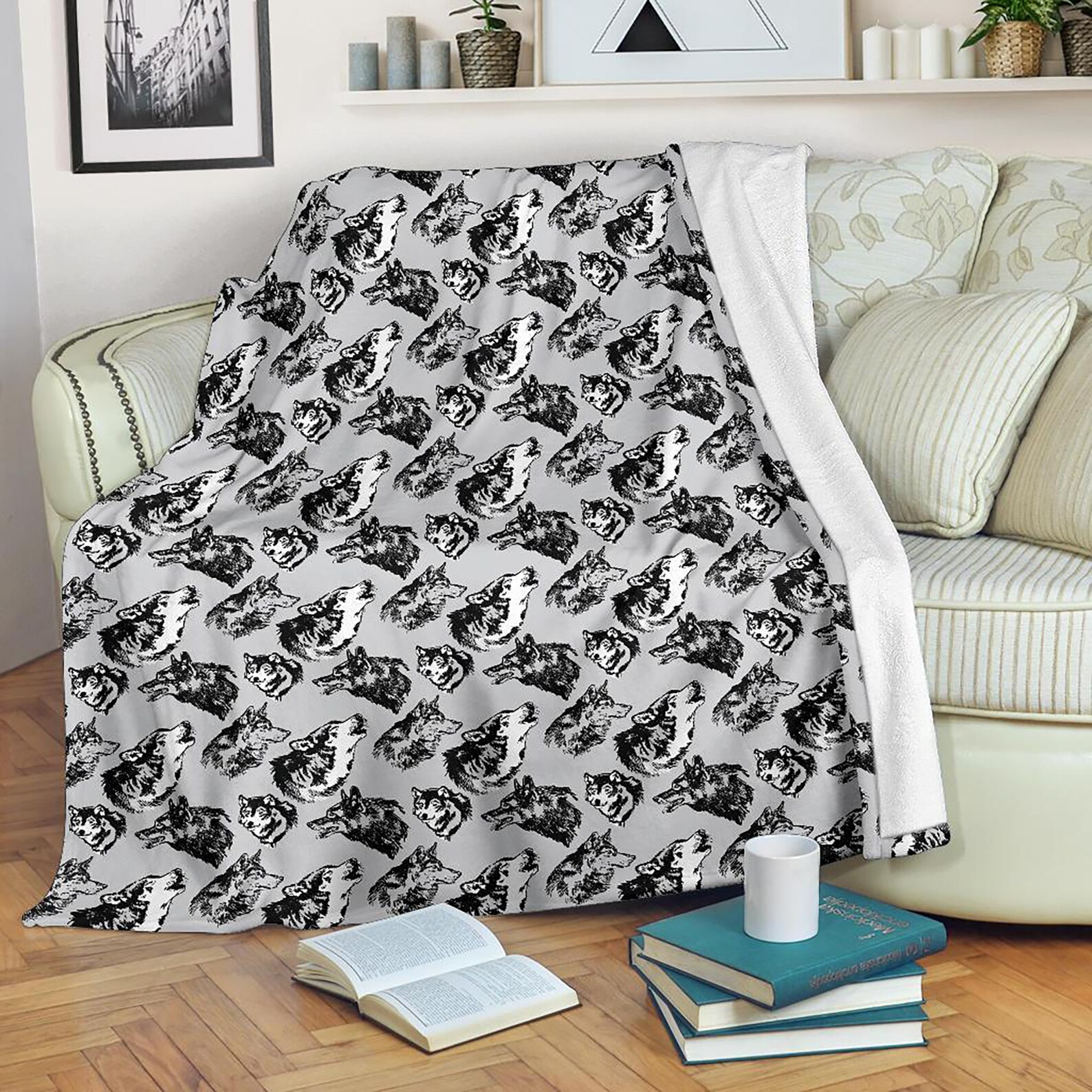 Cute Wolf Blanket Wolf Throw Blanket Wolf Fleece Blanket Etsy