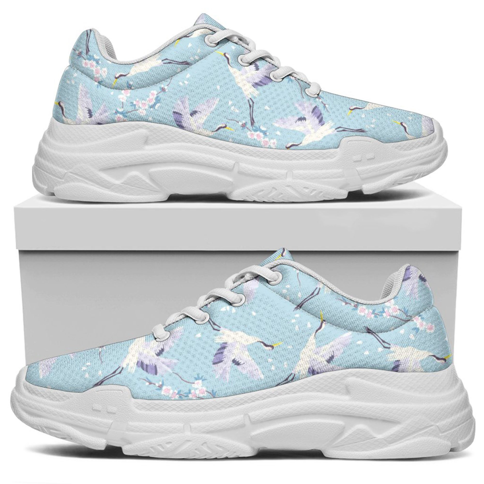 Crane Chunky Women's Sneakers Crane Pattern Platform Etsy