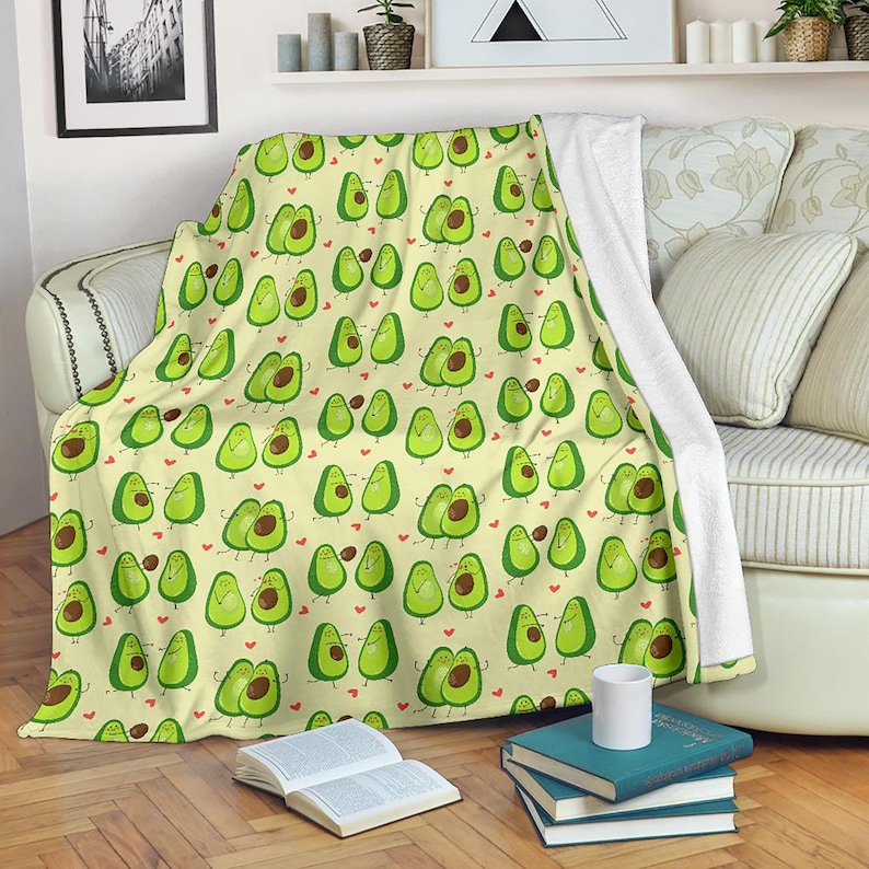 Cute Avocado Blanket Avocado Pattern Throw Blanket Avocado Etsy