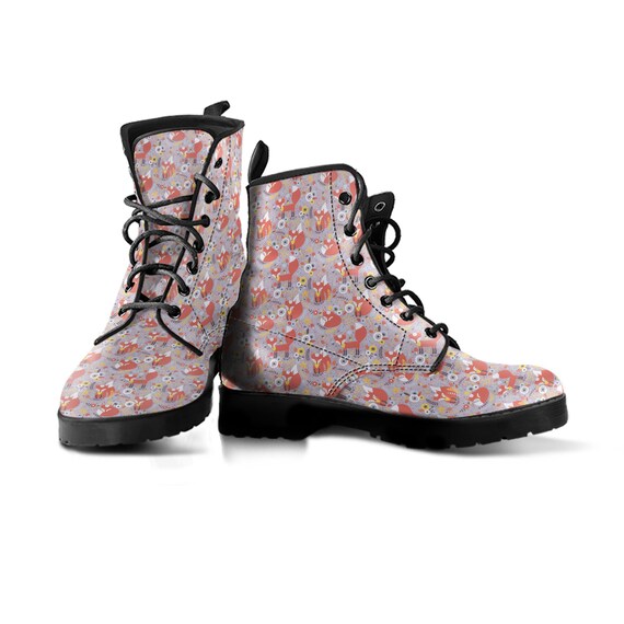 Fox Combat Boots - Fox Pattern Booties - Winter Boots - Fox Print Ankle Boots for Women / Men - Perfect Gift for Fox Lovers