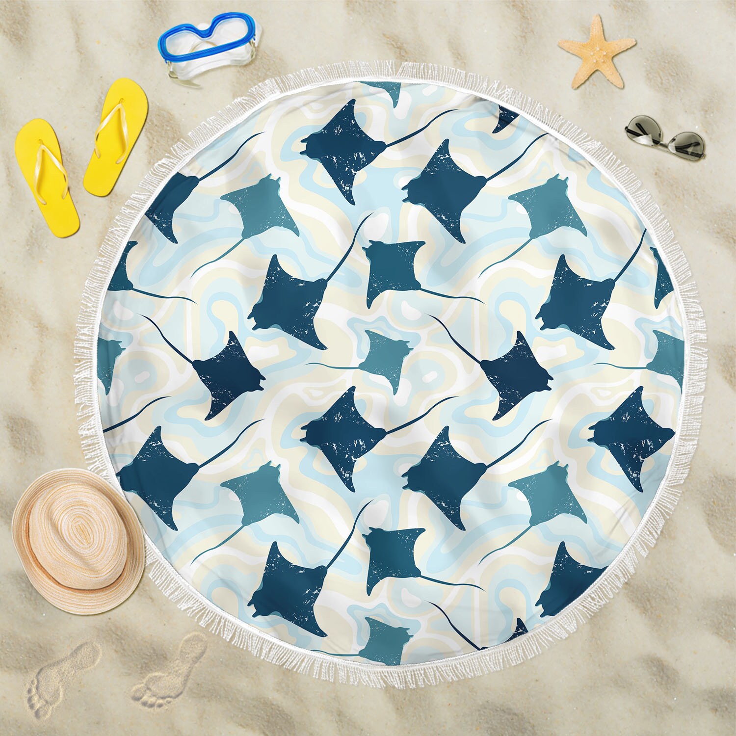 Cute Stingray Beach Towel Stingray Pattern Picnic Blanket Etsy