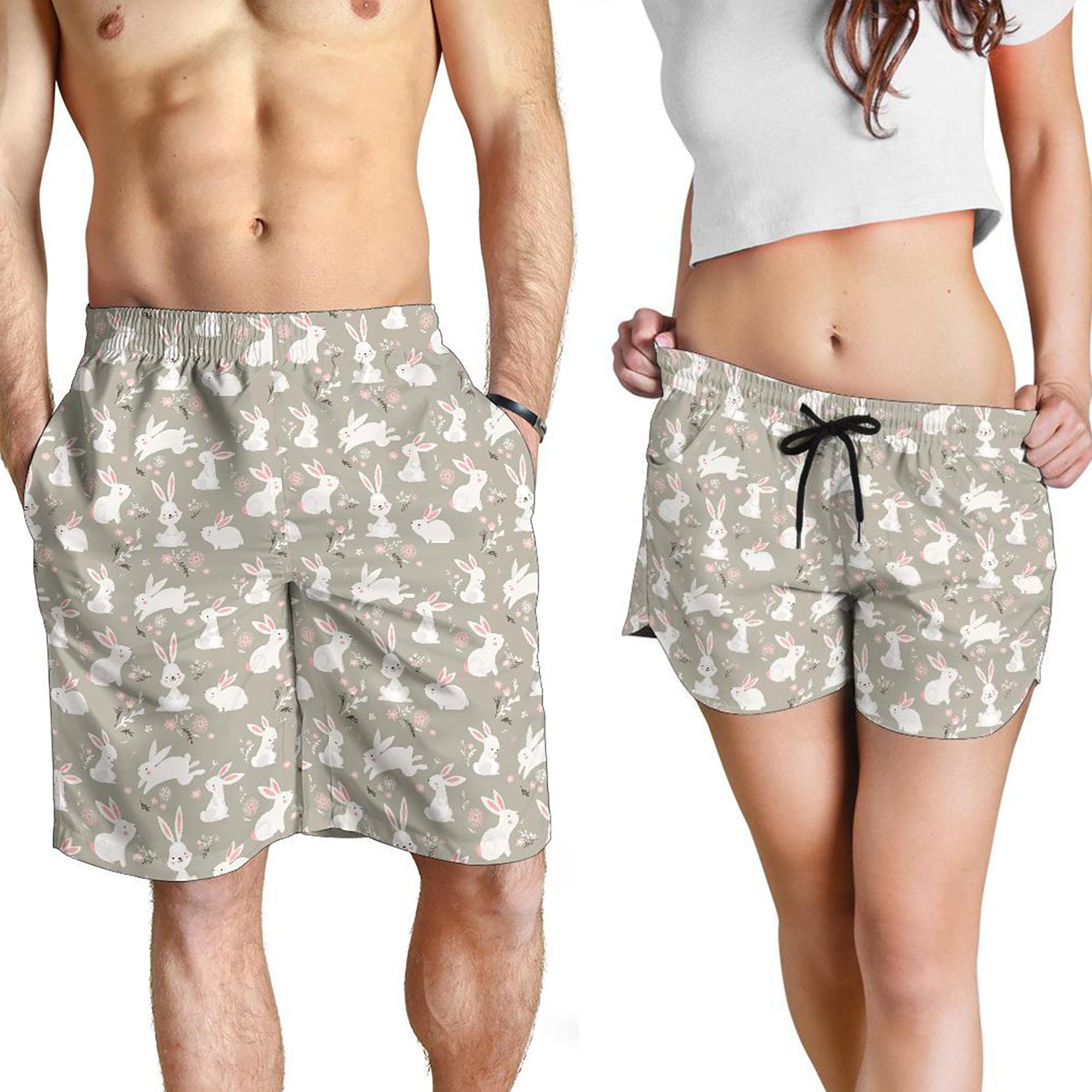 Bunny Rabbit Shorts Bunny Pattern Swim Shorts for Women / Men