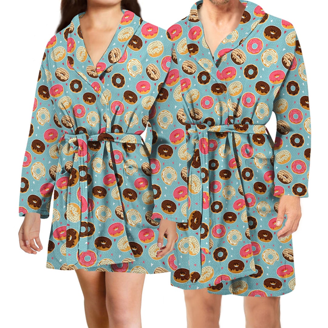 Donut Bathrobe Pastry Pattern Robe for Women / Men Sweet Dessert Robe