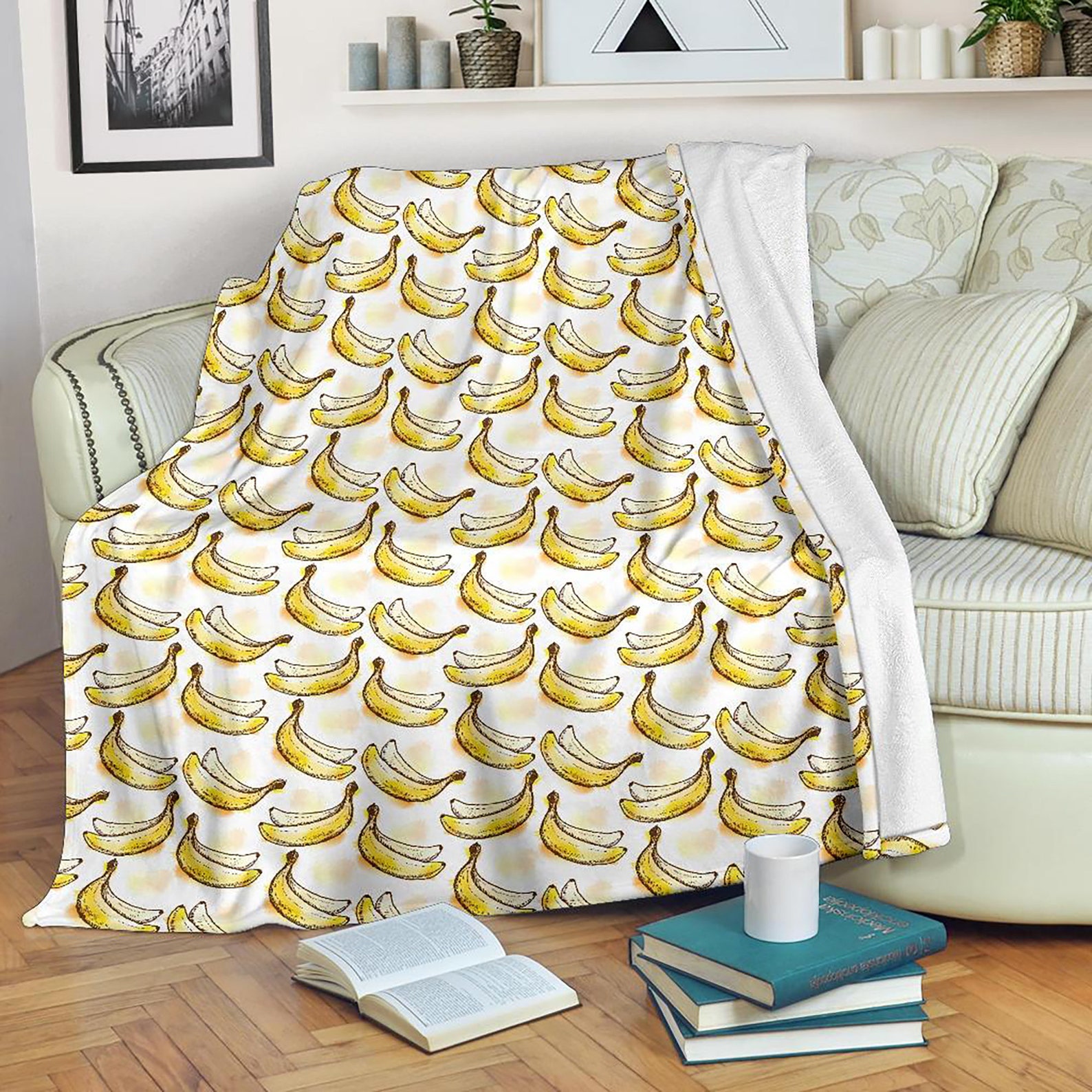 Cute Banana Blanket Banana Pattern Throw Blanket Banana Etsy