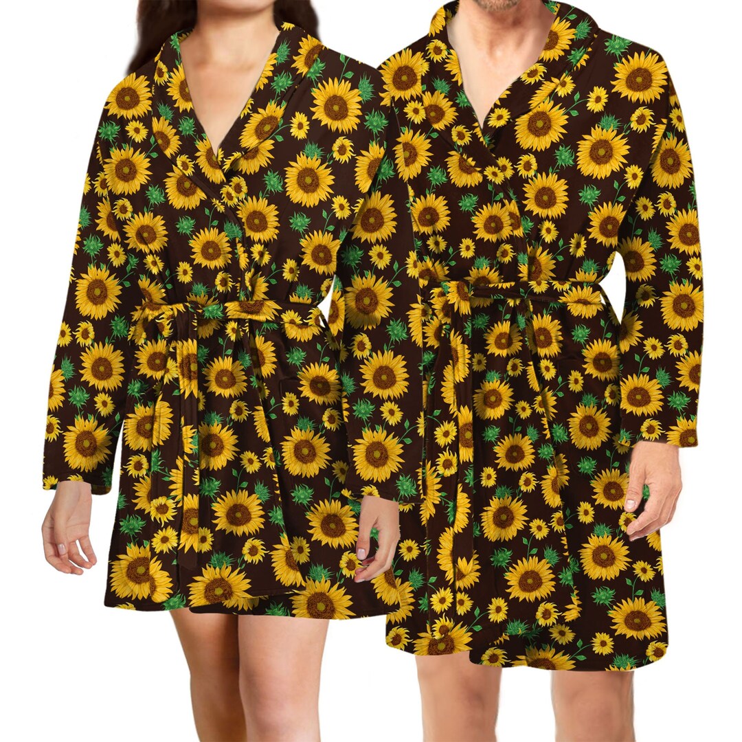 Sunflower Bathrobe Sunflower Pattern Robe for Women / Men Floral Robe ...