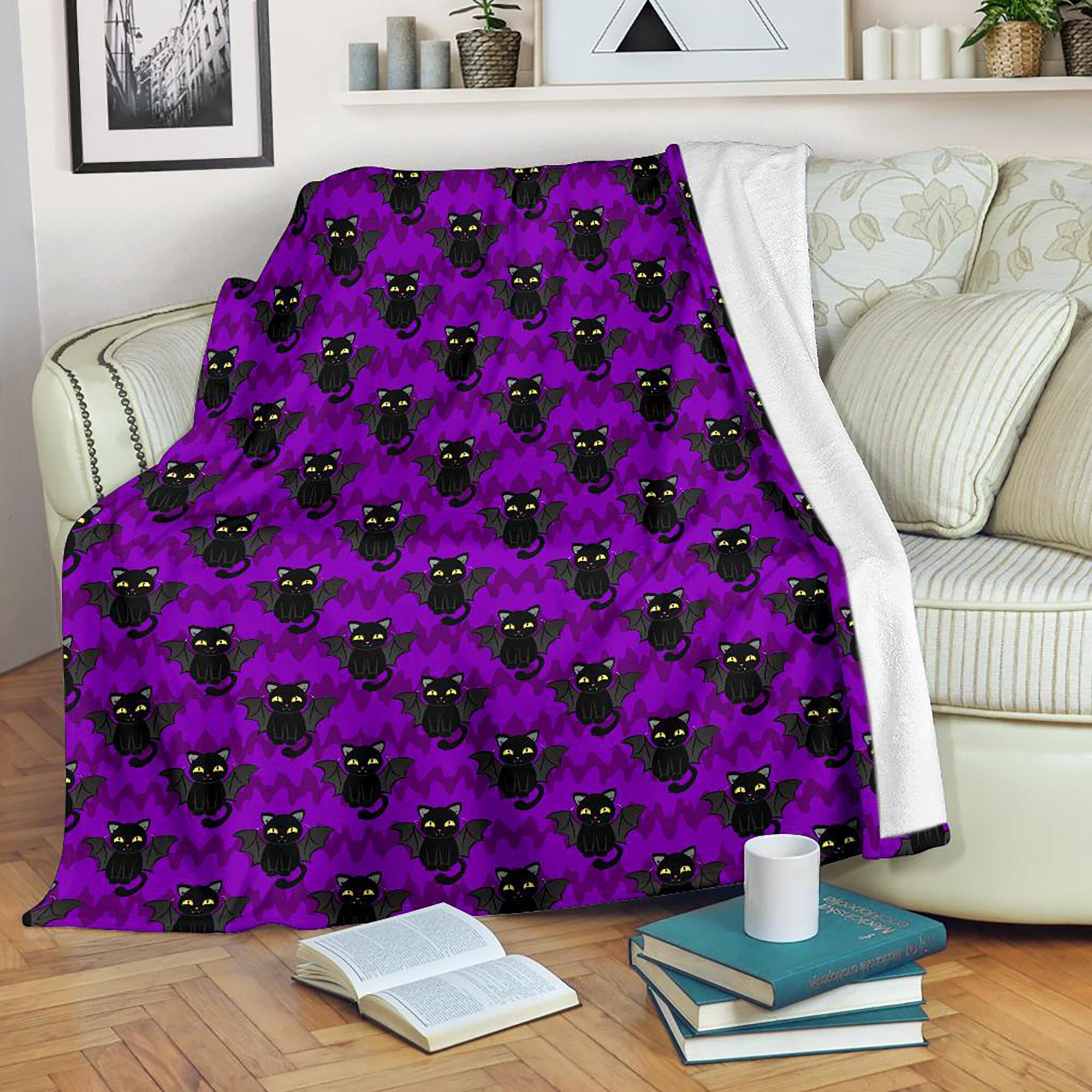 fleece blanket with cat design