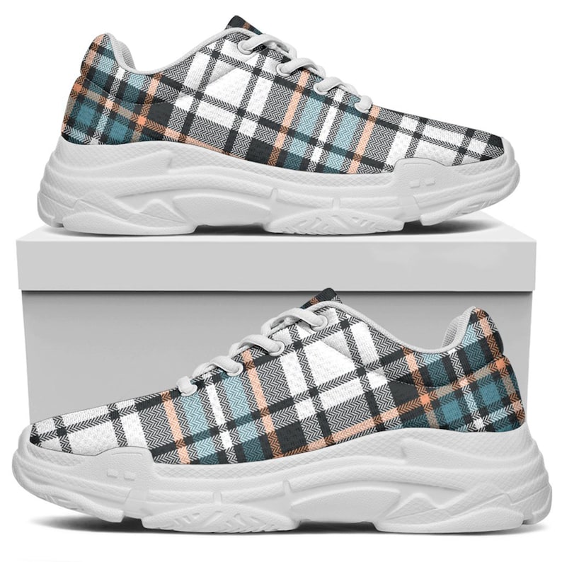 Lace Up Sneakers For Women Plaid Pattern Chunky Women/'s Sneakers Plaid Print Women/'s Dad Shoes Tartan Pattern Platform Sneakers