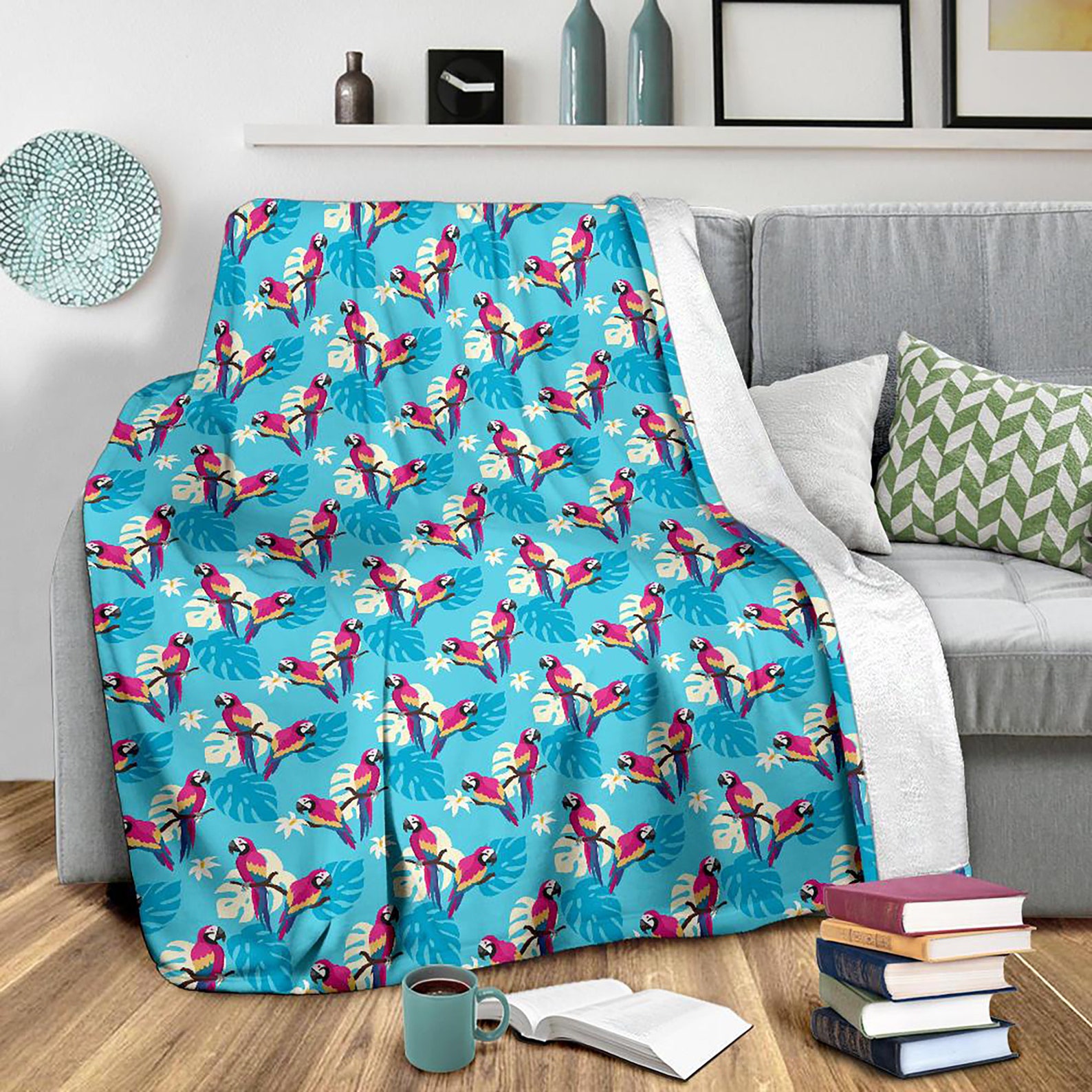 Cute Parrot Blanket Parrot Throw Blanket Parrot Fleece Etsy