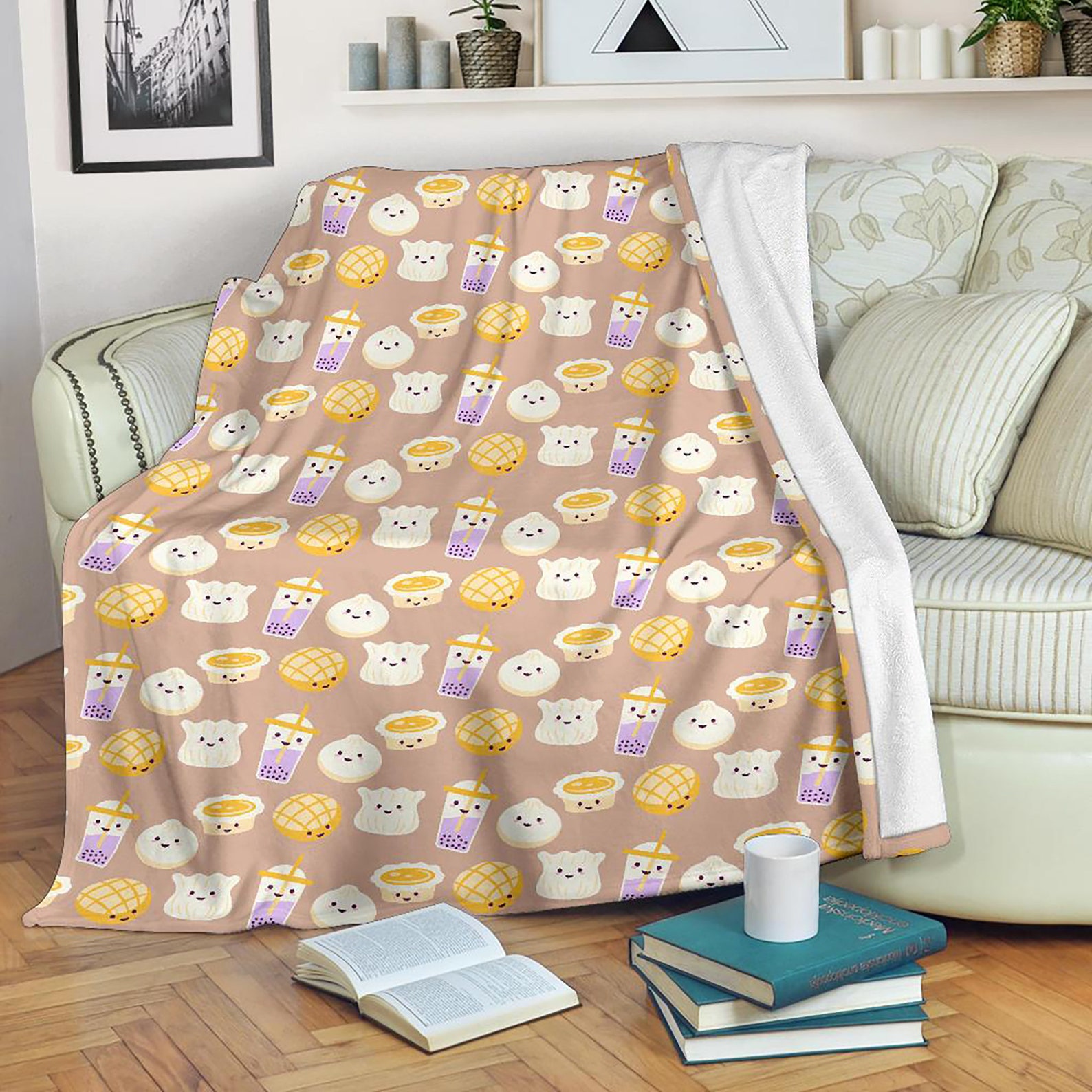 Cute Asian Dessert Blanket Boba Tea and Pastry Throw Blanket Etsy