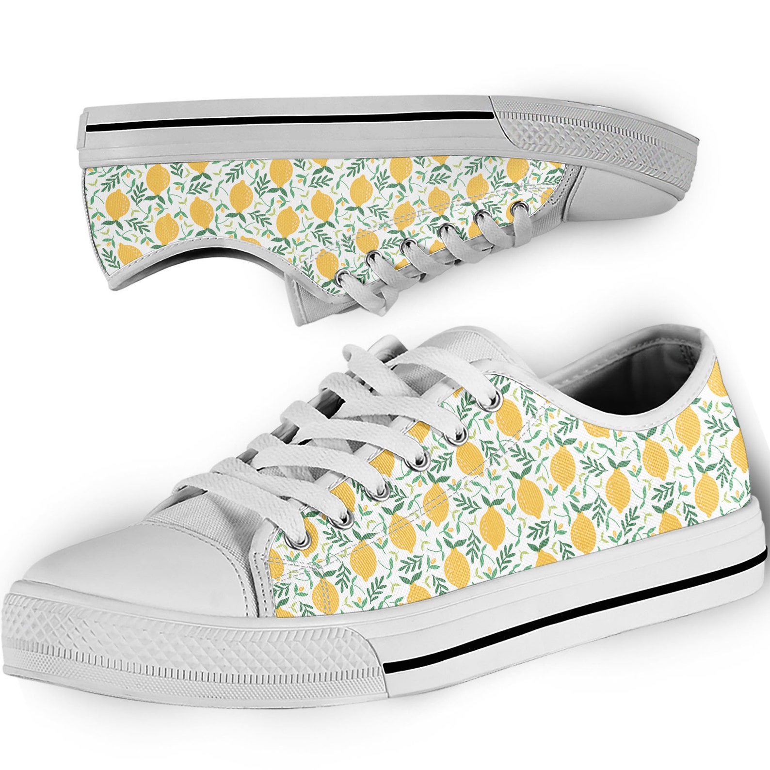 Lemon Shoes Lemon Pattern Sneakers Cute Lemon Trainers Etsy