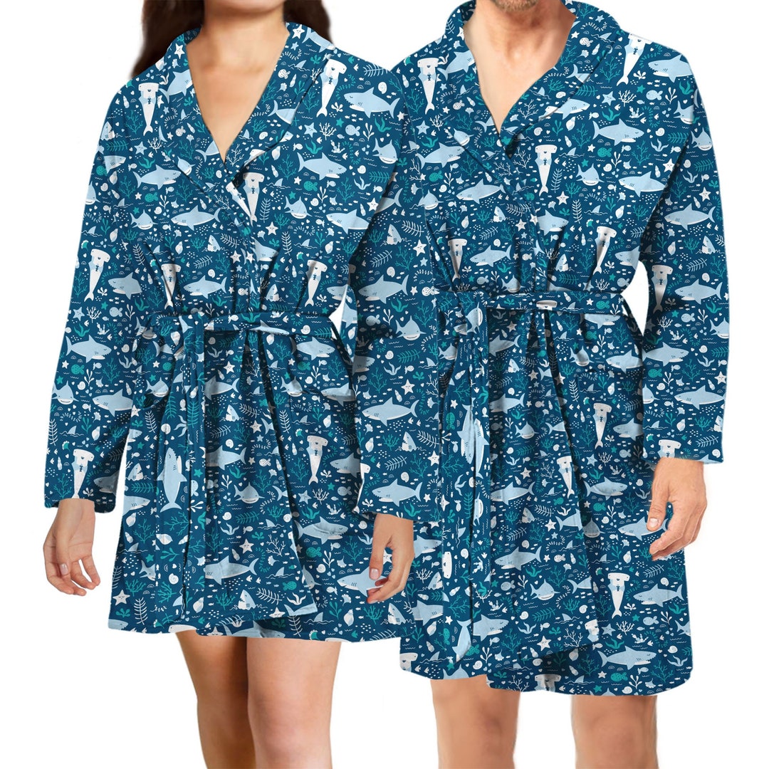 Shark Bathrobe Shark Pattern Bath Robe for Women / Men Etsy