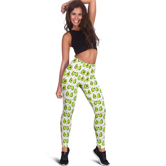 Cute Avocado Leggings Avocado Pattern Capri Leggings Etsy