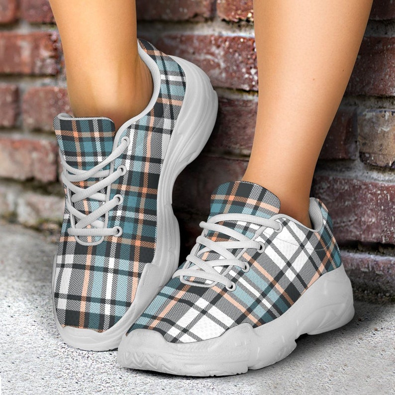Lace Up Sneakers For Women Plaid Pattern Chunky Women/'s Sneakers Plaid Print Women/'s Dad Shoes Tartan Pattern Platform Sneakers