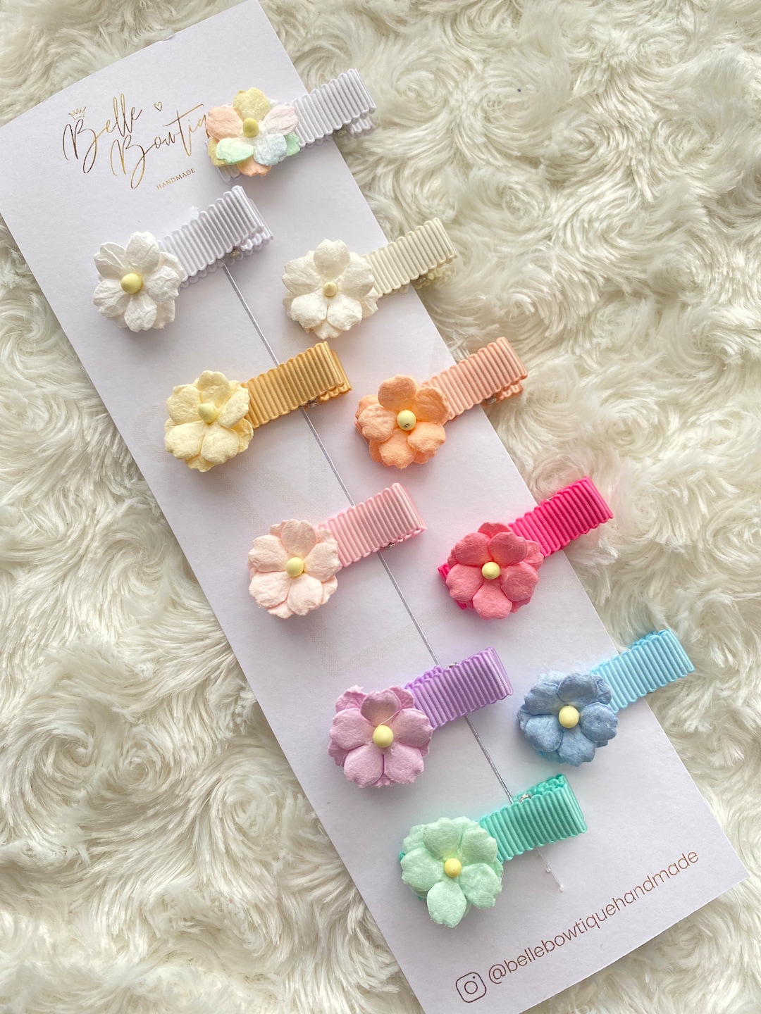 Fully Lined Ribbon Flower Fringe Clips - Toddler Clips - Baby Hair ...