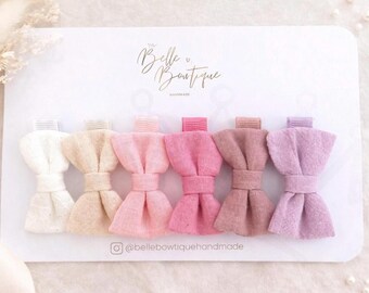 Rainbow fabric ribbon fringe clips pack of 6- small clips - mini clips - Clip pack - toddler clip small - baby hair clips