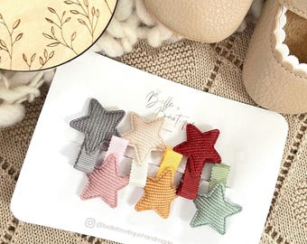 Pack of 6 Rainbow Star Hair Clips – Small Ribbon Fringe Clips for Baby & Toddler Girls