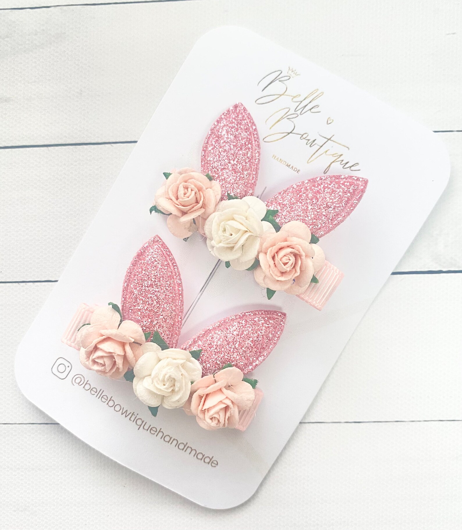 Bunny Rabbit Ears Hair Clip Pink Clip Rabbit Ear Flower Etsy UK