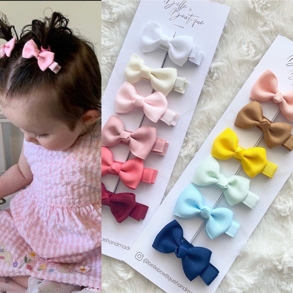 Barrette à cheveux simple pour bébé avec nœud, barrettes à franges entièrement doublées pour bébés et tout-petits, petites mini barrettes pour fille, style doux anti-accroc