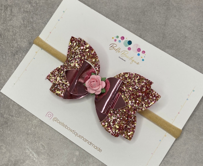 Glitter Bows Rose Gold Bow Hair Clips Hair Bows for Girls Baby Headband Baby Bow Hair Bows Pink Bow
