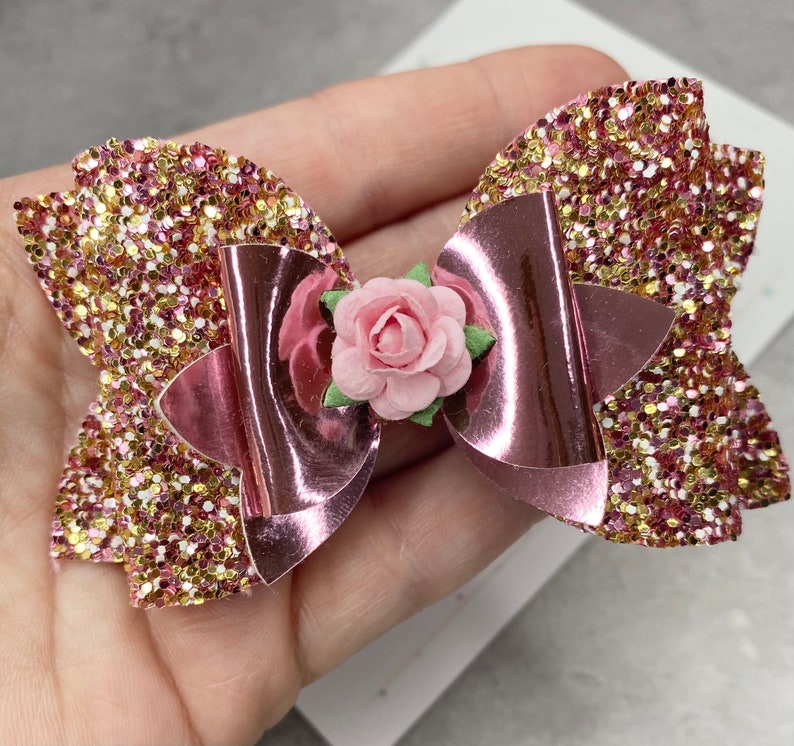 Glitter Bows Rose Gold Bow Hair Clips Hair Bows for Girls Baby Headband Baby Bow Hair Bows Pink Bow