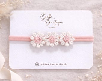 Pink Daisy Baby Headband: Soft Nylon Dainty Floral Headband
