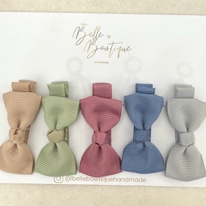 Fully Lined ribbon fringe clips pack of 5 -  small bow clips - mini clips - Clip pack - toddler knot clip small - baby hair clips