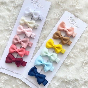 SINGLE baby hair clip with knot, fully lined ribbon fringe clips for babies and toddlers, girls small mini clips , soft anti snag style