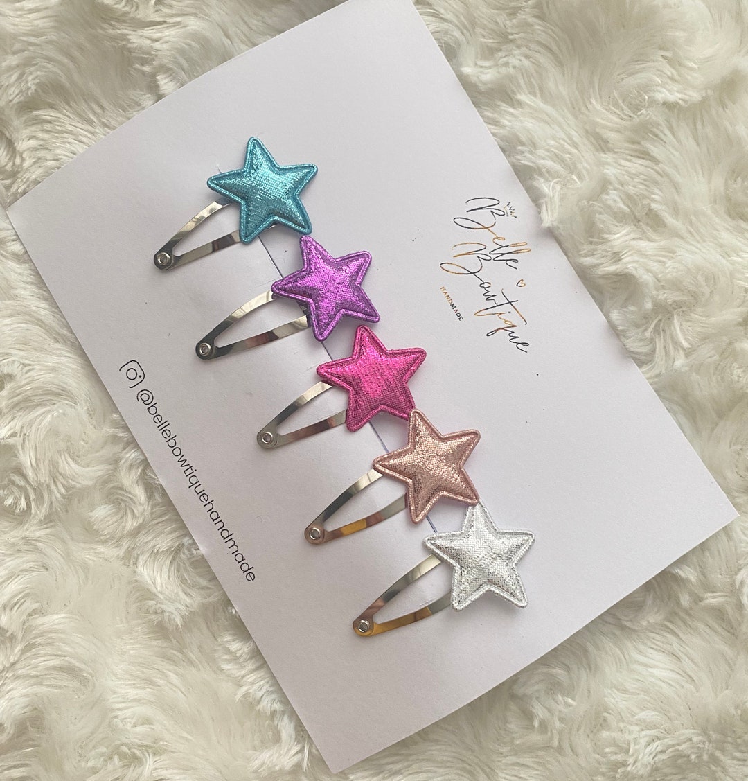 Star Mini Snap Hair Clips Pigtail Snap Clips Piggy Bow Fringe Clips