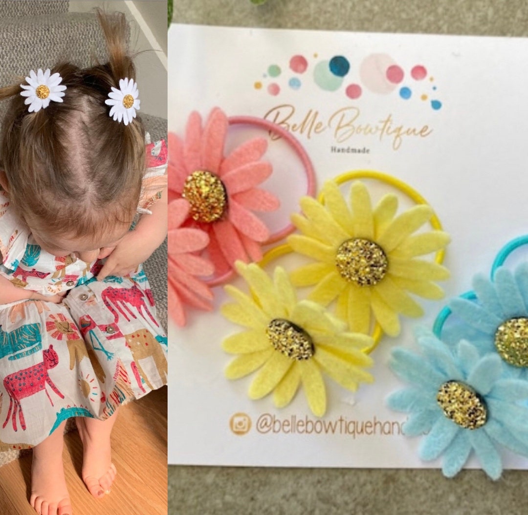 Daisy Collection Flower Hair Bobbles Handmade Hair Bobbles Etsy UK